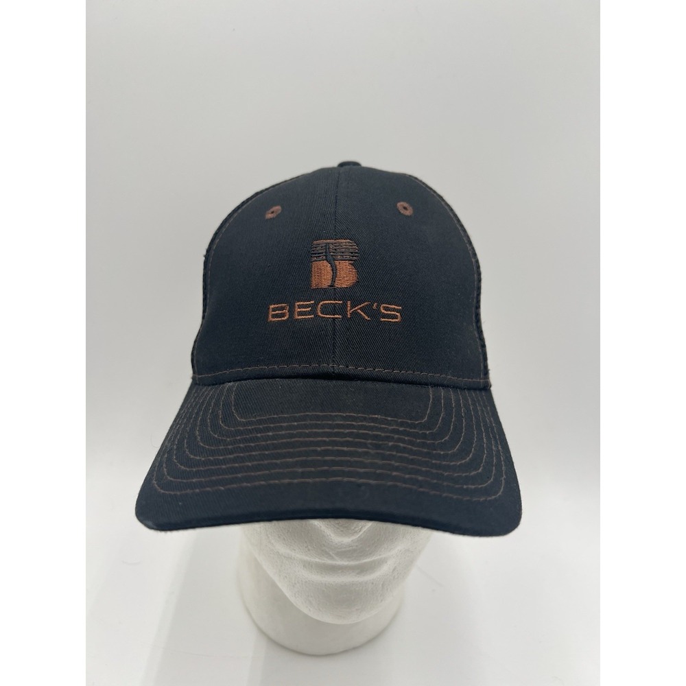 Beck's Black Mesh Trucker Snapback Hat Adjustable Embroidered Logo‎ Cap